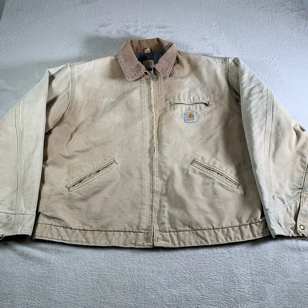 Carhartt Detroit Jacket J97 2XL Beige Blanket Lined‎ Distressed Mike Michael